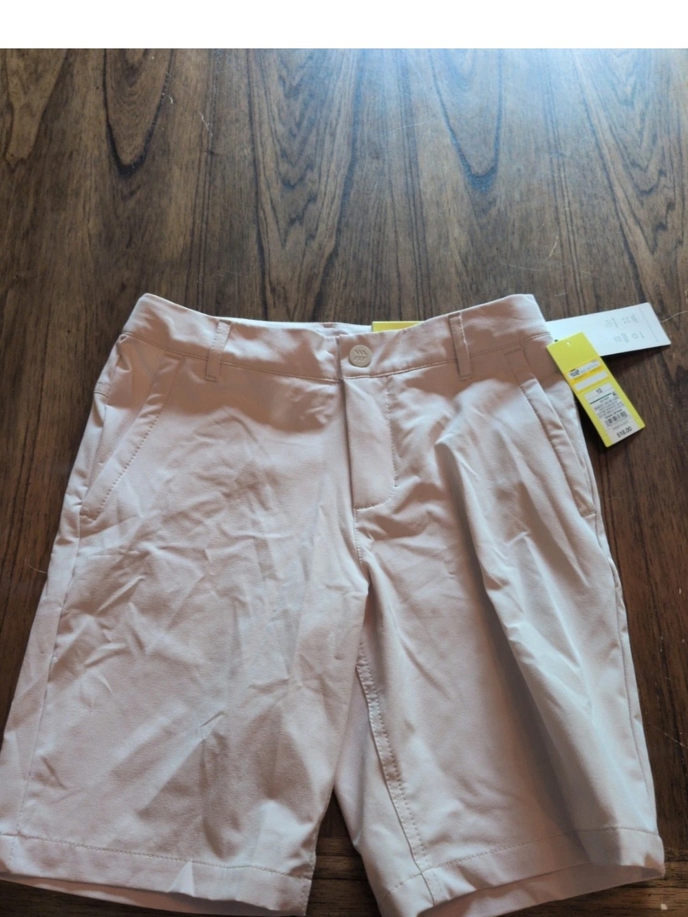 All in Motion sz 10 Boys Golf Shorts Beige Flat Front Adjustable Waist